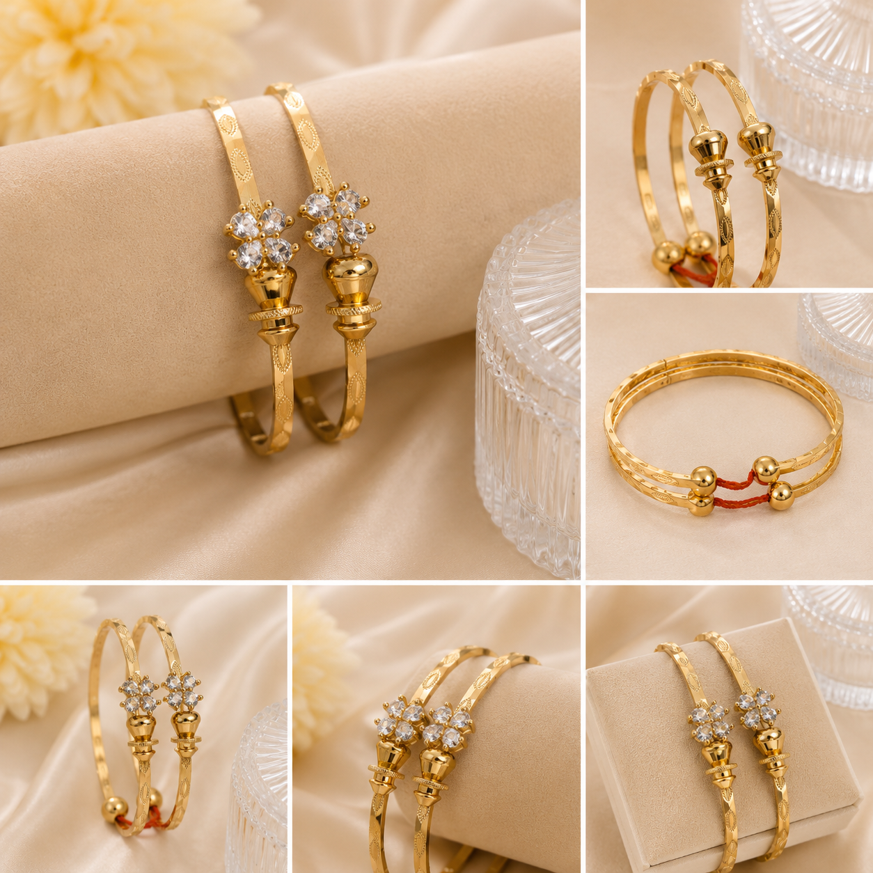 LZ-205 Ishira Crystal Bloom  Flexible Bangles