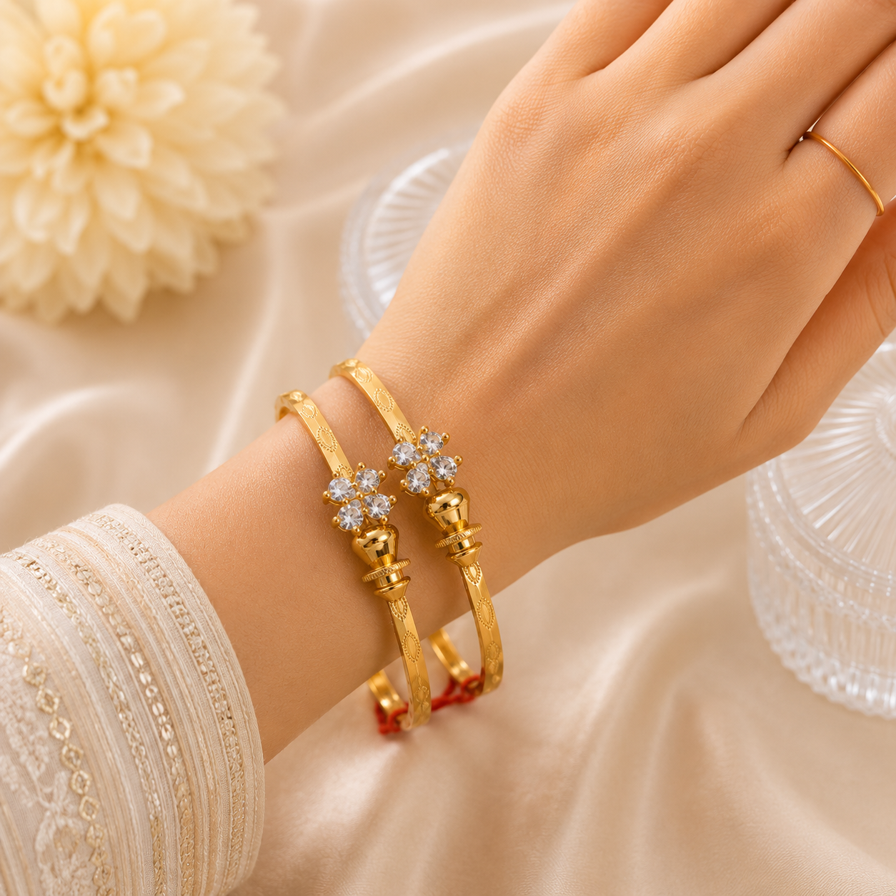 LZ-205 Ishira Crystal Bloom  Flexible Bangles