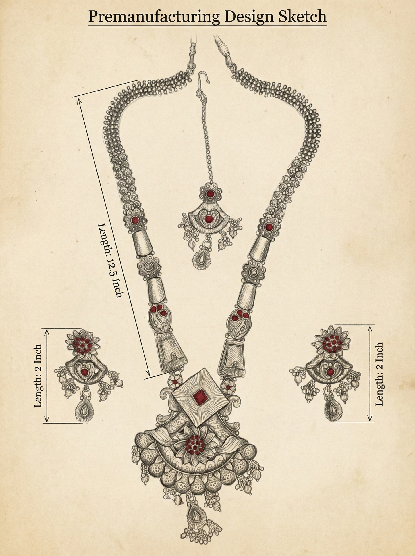 LZ-69 Royal Antique Finish Statement Necklace Set