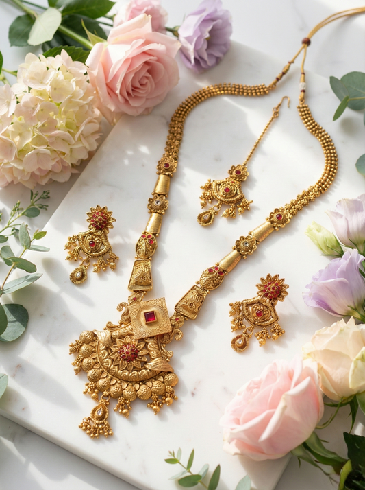 LZ-69 Royal Antique Finish Statement Necklace Set