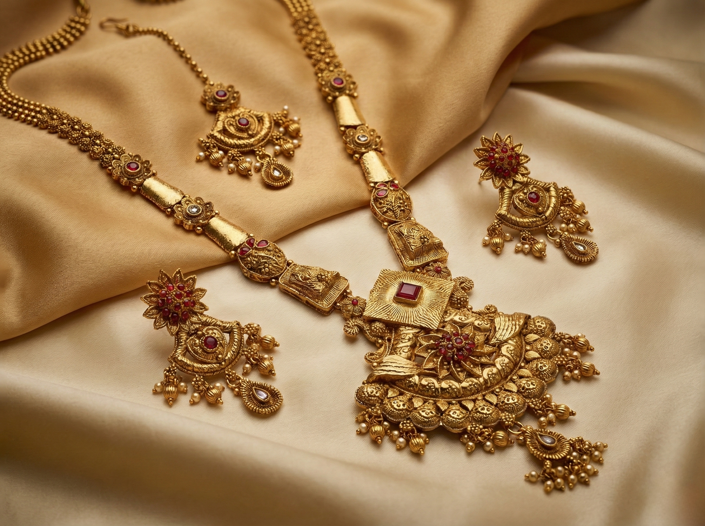 LZ-69 Royal Antique Finish Statement Necklace Set