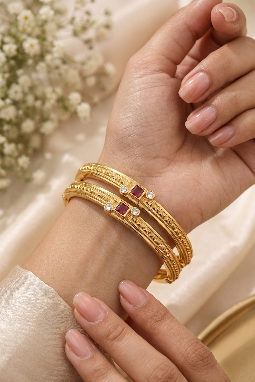 LZ-188 Ruby Radiance Classic Bangles