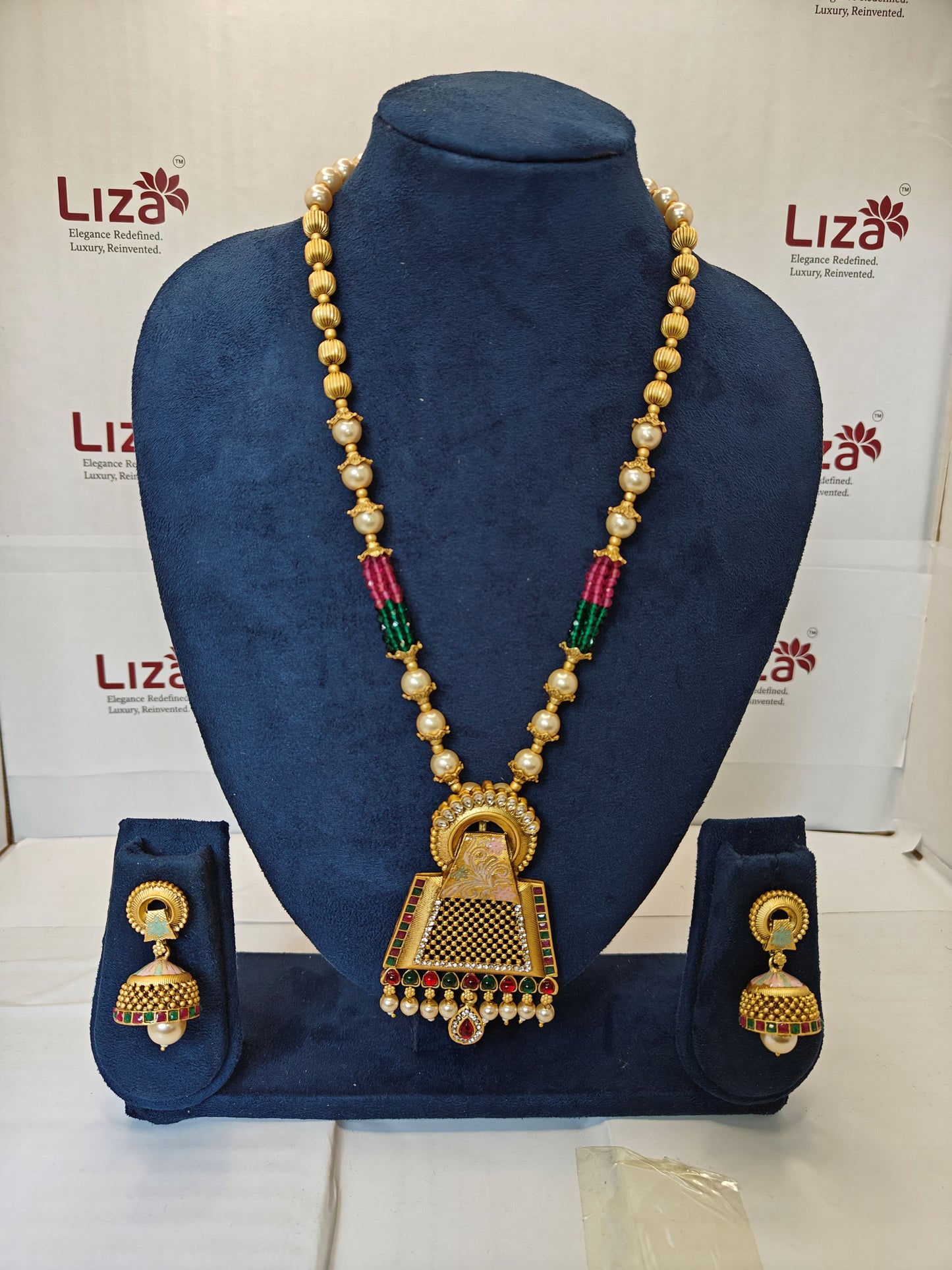 LZ-09 Copper Rani Haar Necklace Set with Jhumka Earrings