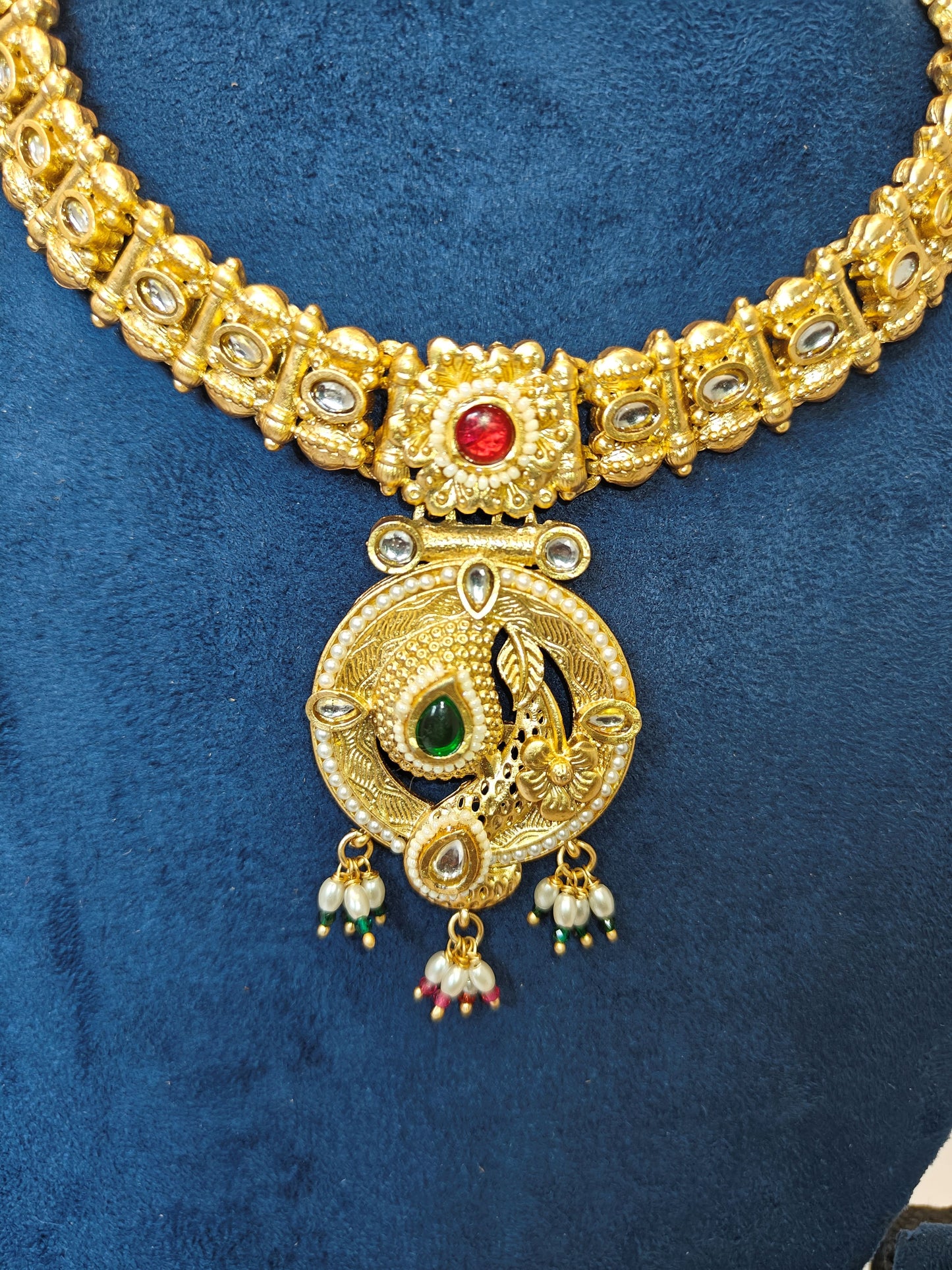 LZ-19 Antique Necklace Set with Ruby & Emerald Stones