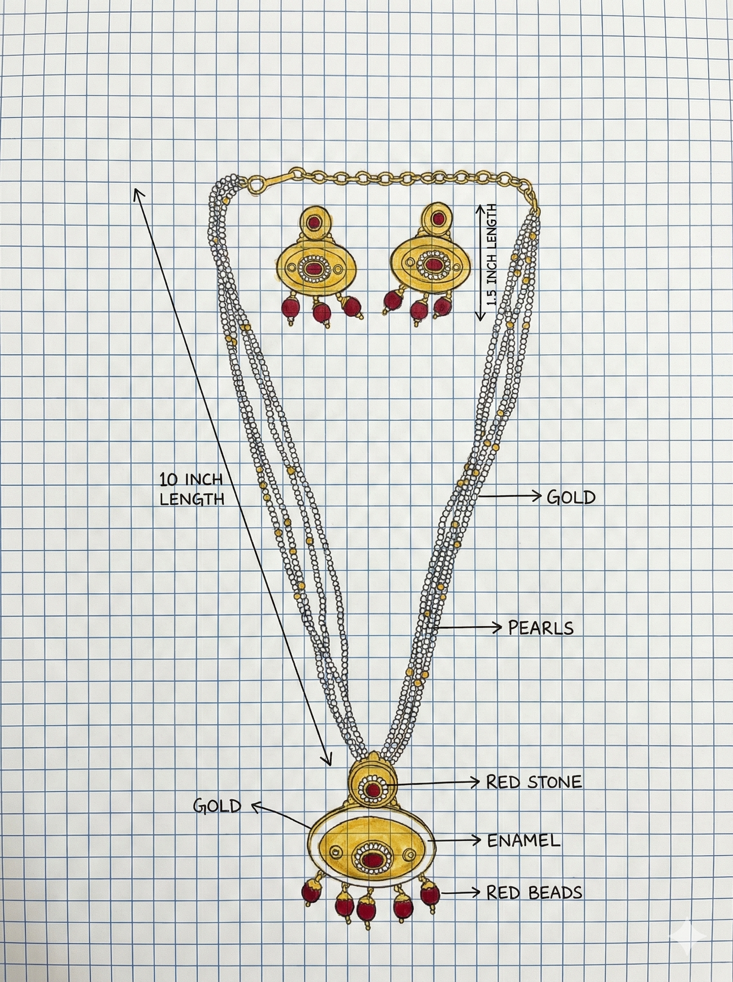 LZ-07 Pearl Necklace Set with Earrings