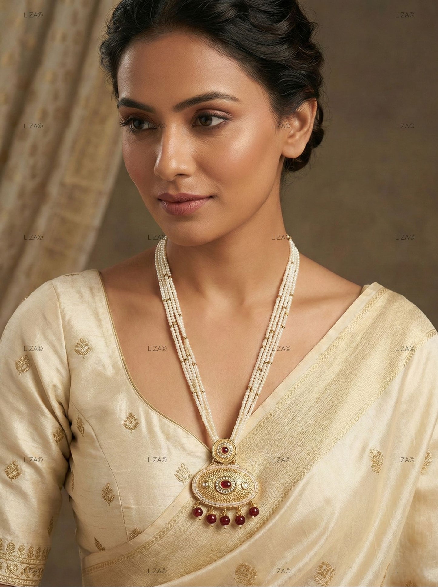 LZ-07 Pearl Necklace Set with Earrings