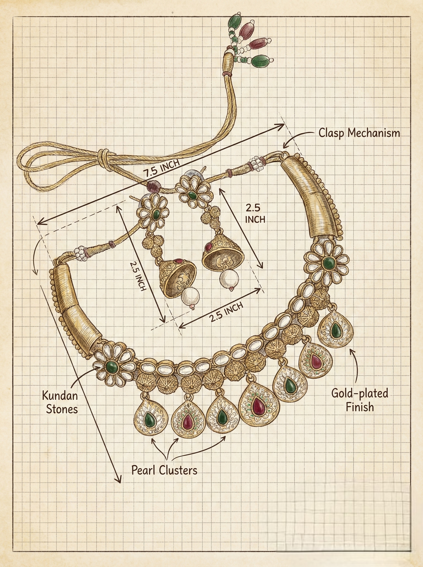 LZ-20 Traditional Gold Plated Kundan Choker Necklace Set