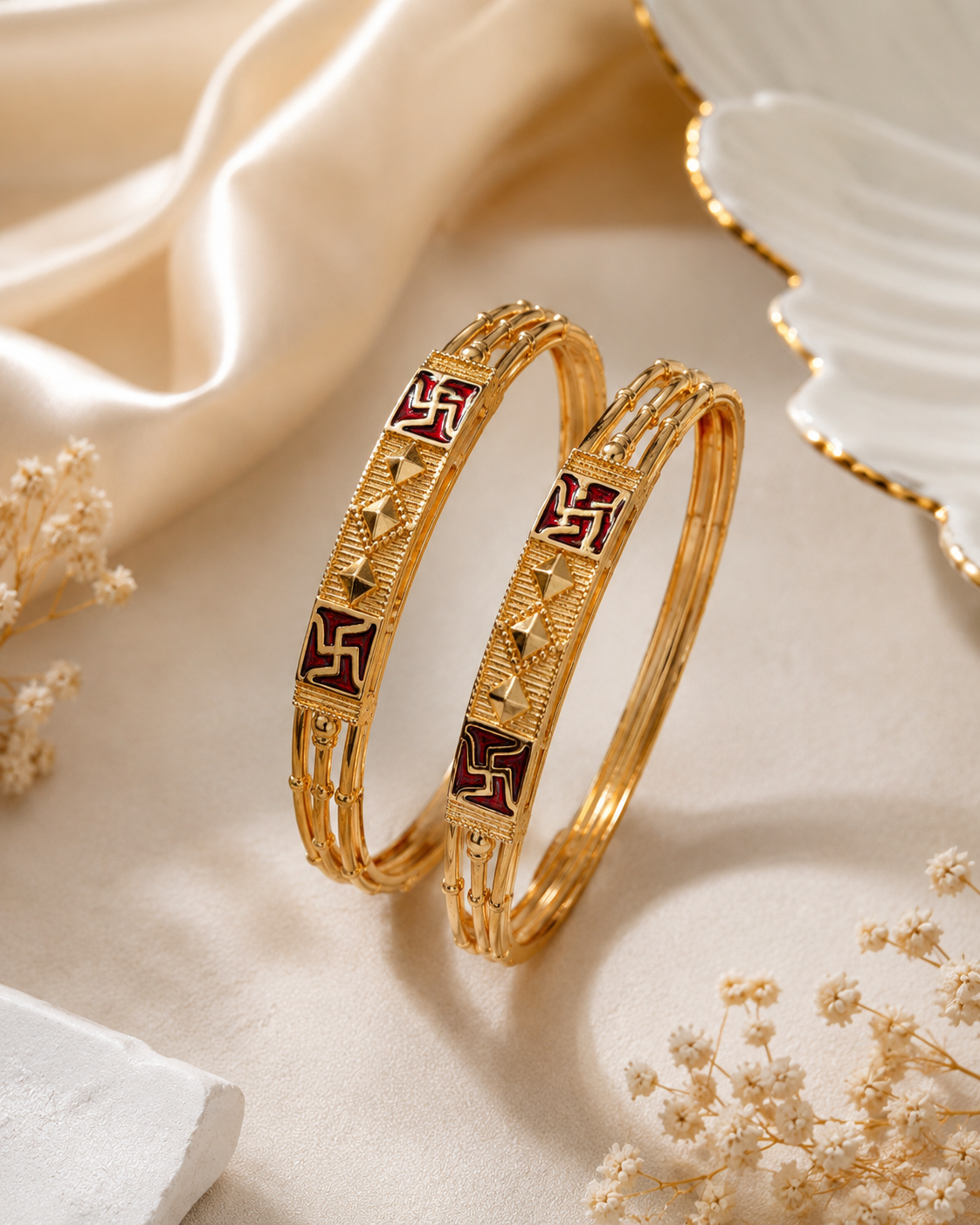 LZ-192 Shubh Swastik Heritage Bangles – Set of 2
