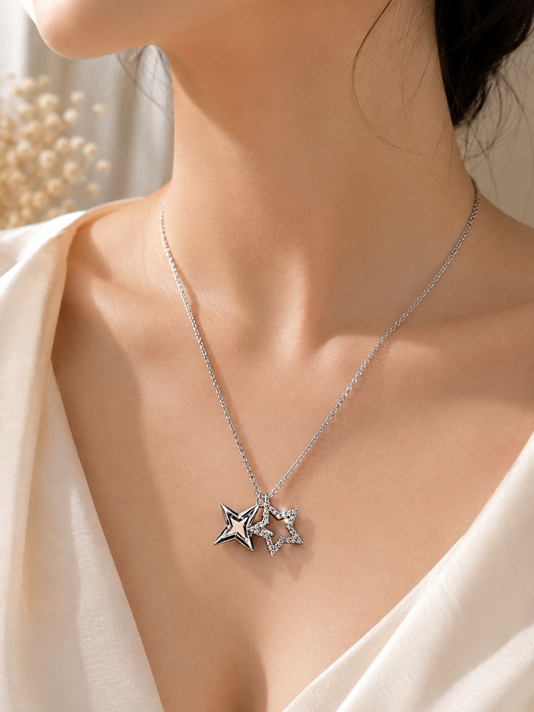 LZ-184 Celestial Duo Star Necklace