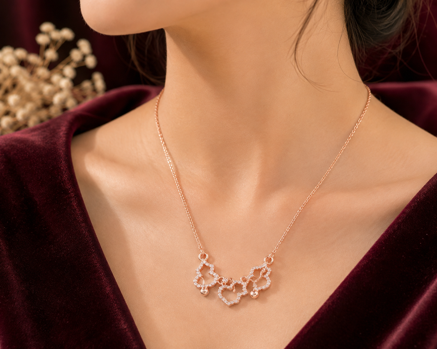LZ-182 Rosé Flutter Butterfly Necklace
