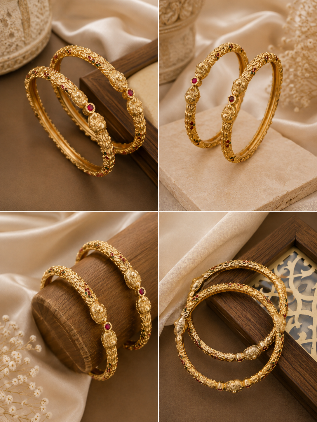 LZ-187 Rajvi Heritage Ruby-Green Designer Bangles