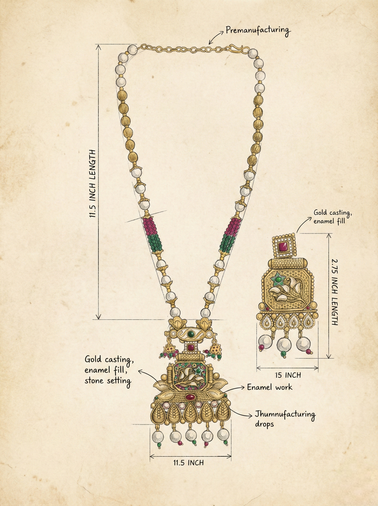 LZ-08 Temple Necklace Set with Matching Earrings