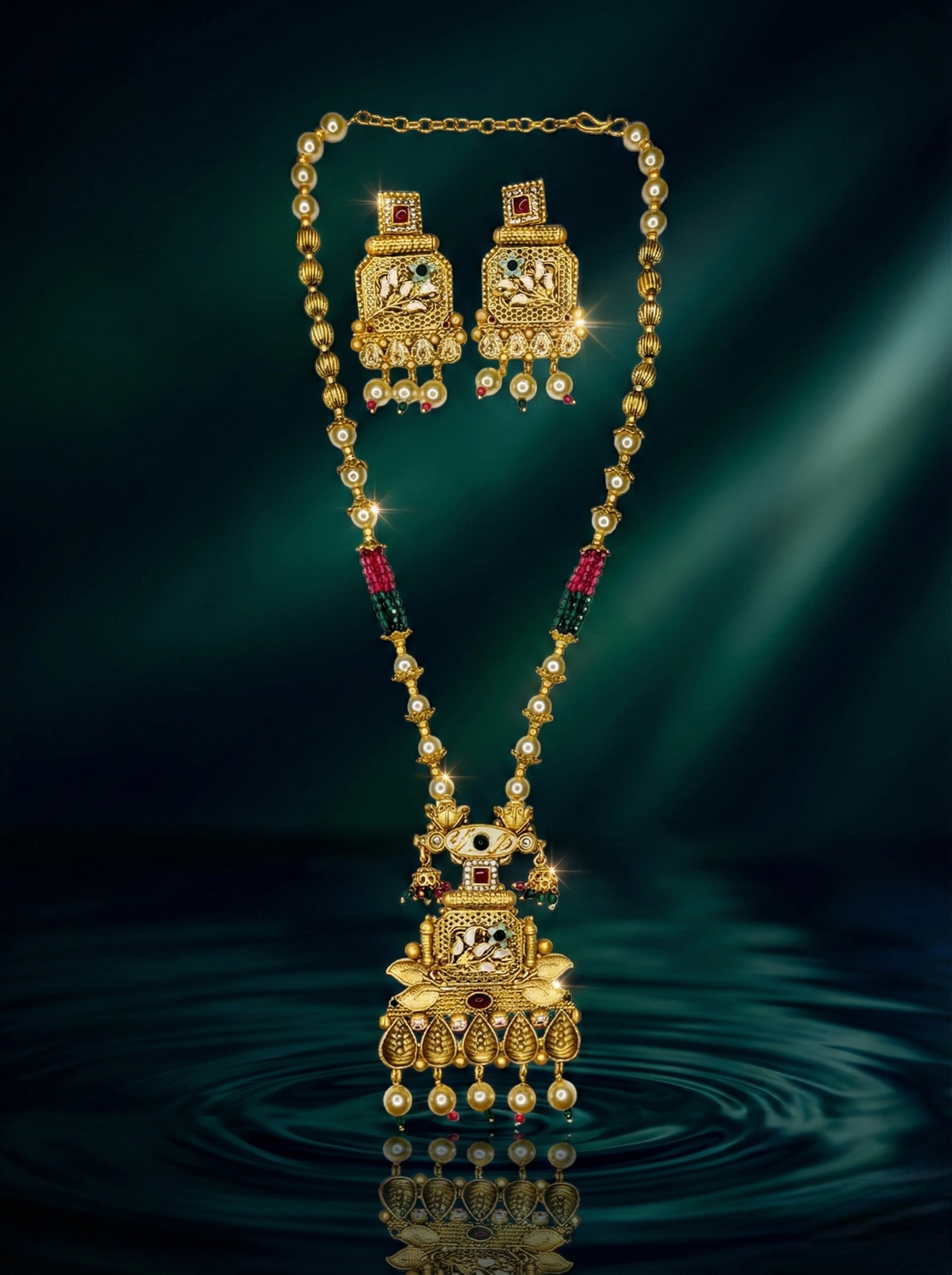 LZ-08 Temple Necklace Set with Matching Earrings