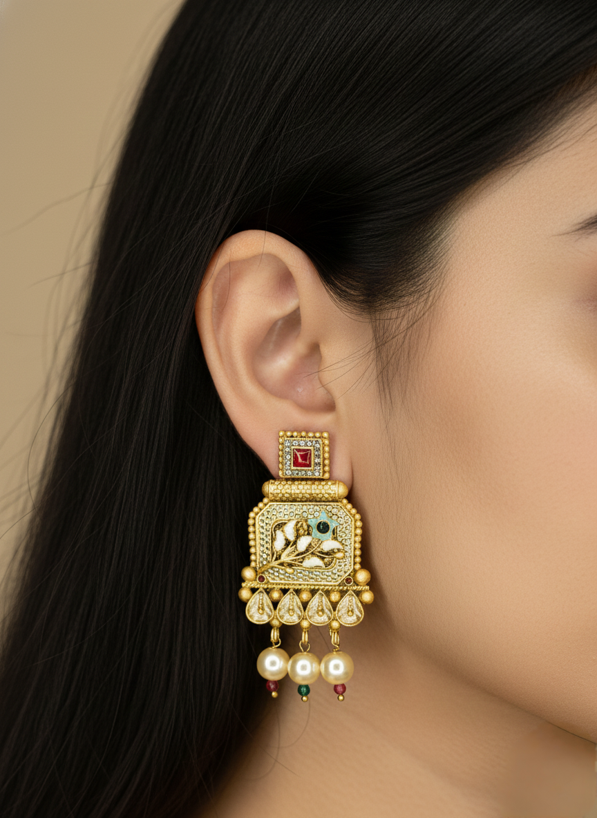 LZ-08 Temple Necklace Set with Matching Earrings