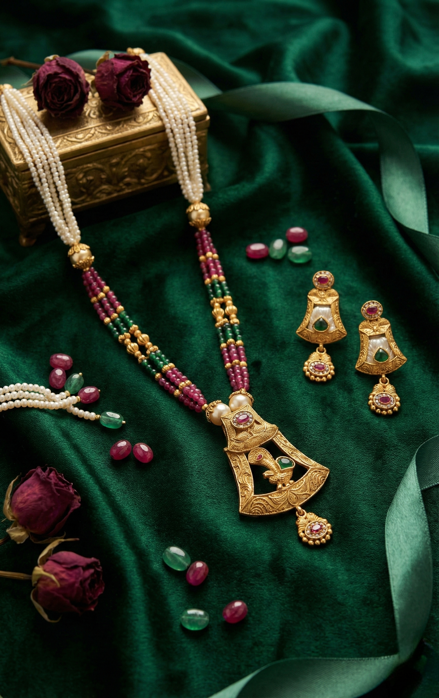 LZ-65 Traditional Gold Plated Peacock Pendant Set