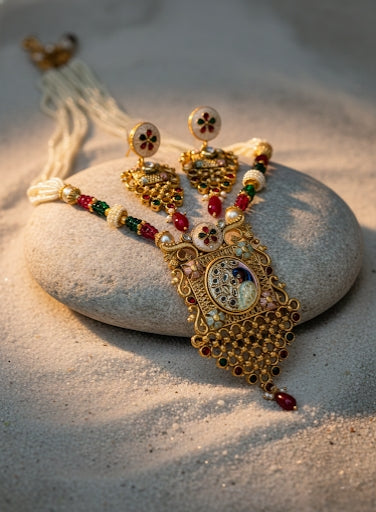 LZ-01 Anti-Tarnish Traditional Necklace Set with Earrings for Women | Festive & Wedding Jewellery