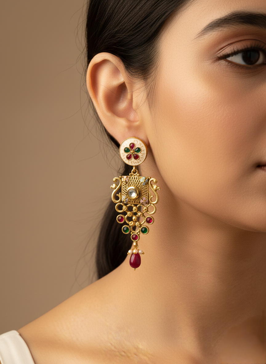 LZ-01 Anti-Tarnish Traditional Necklace Set with Earrings for Women | Festive & Wedding Jewellery