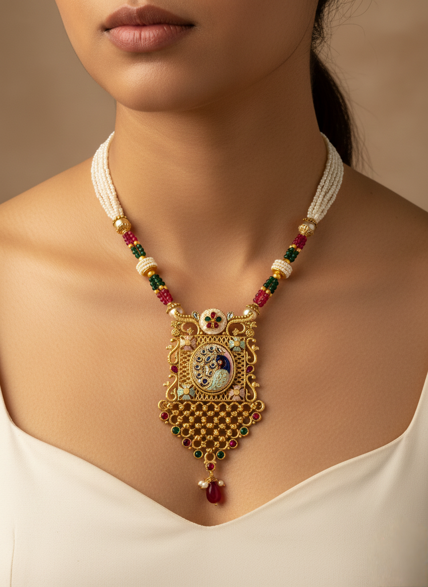 LZ-01 Anti-Tarnish Traditional Necklace Set with Earrings for Women | Festive & Wedding Jewellery