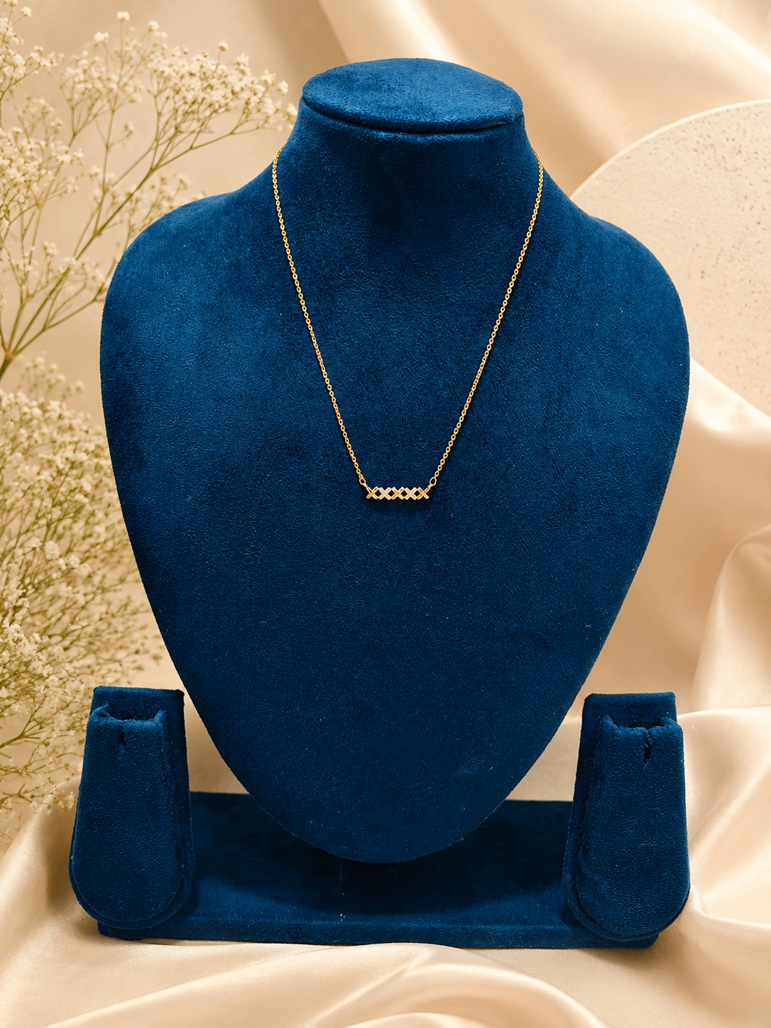 LZ-158 Gold-Tone Geometric Crystal Bar Necklace