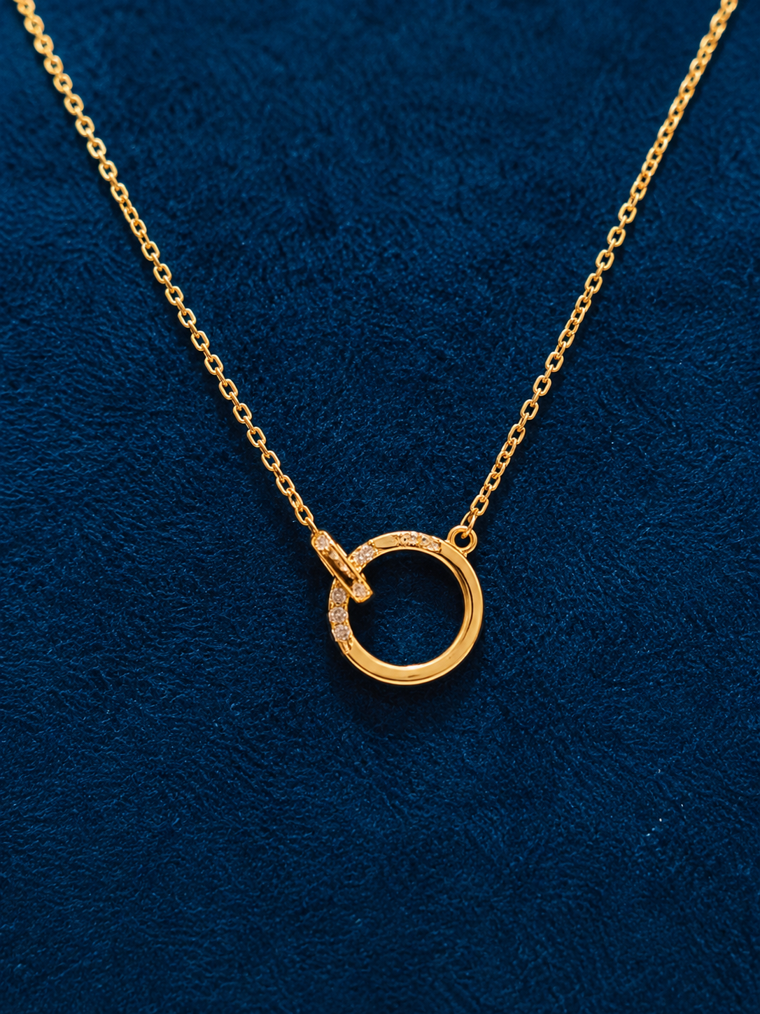 LZ-159 Gold-Tone Minimal Circle Pendant Necklace