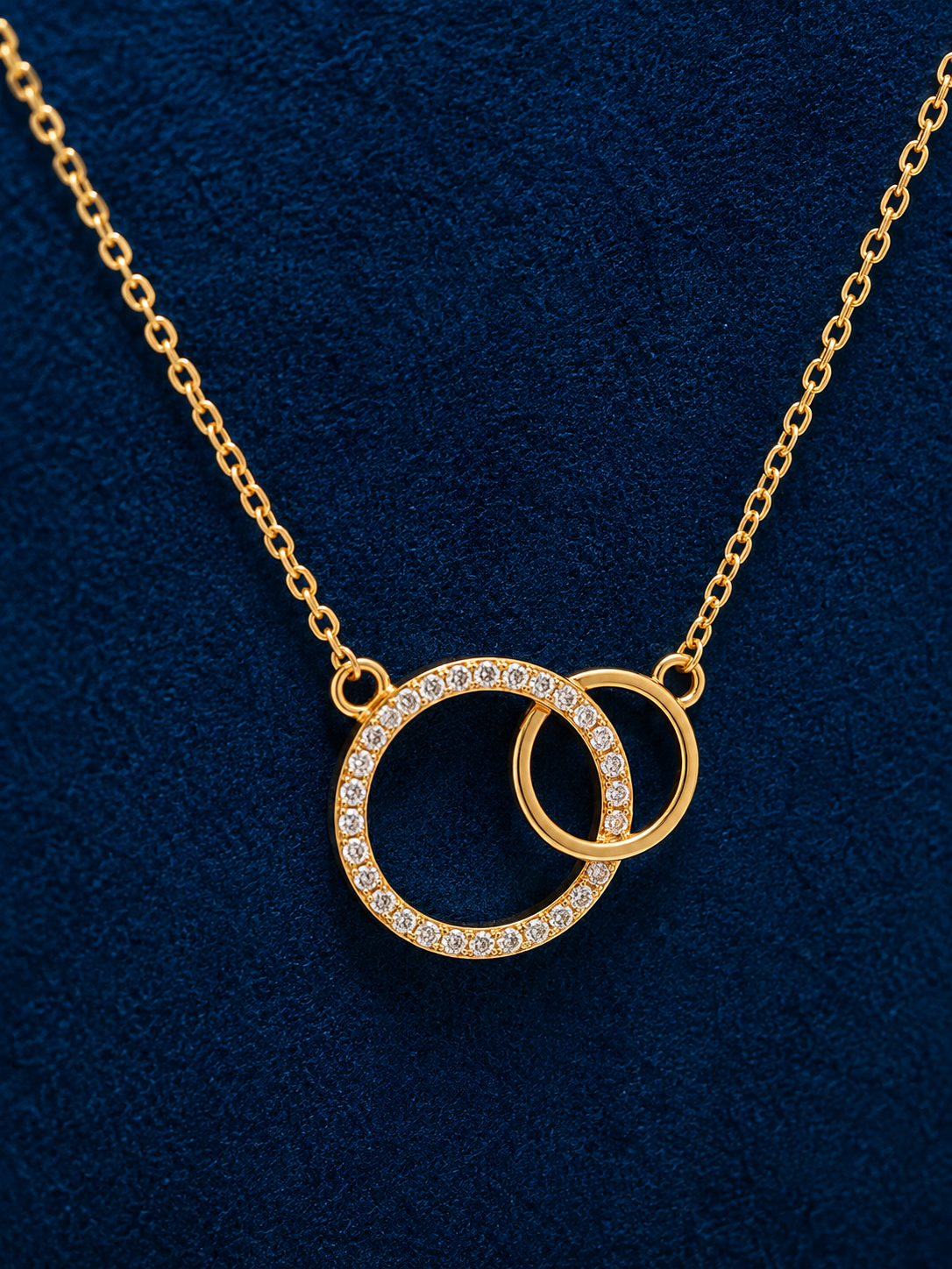 LZ-160 Gold-Plated Interlocking Circle Pendant Necklace for Women | Elegant Minimal Chain Necklace for Party, Casual & Festive Wear