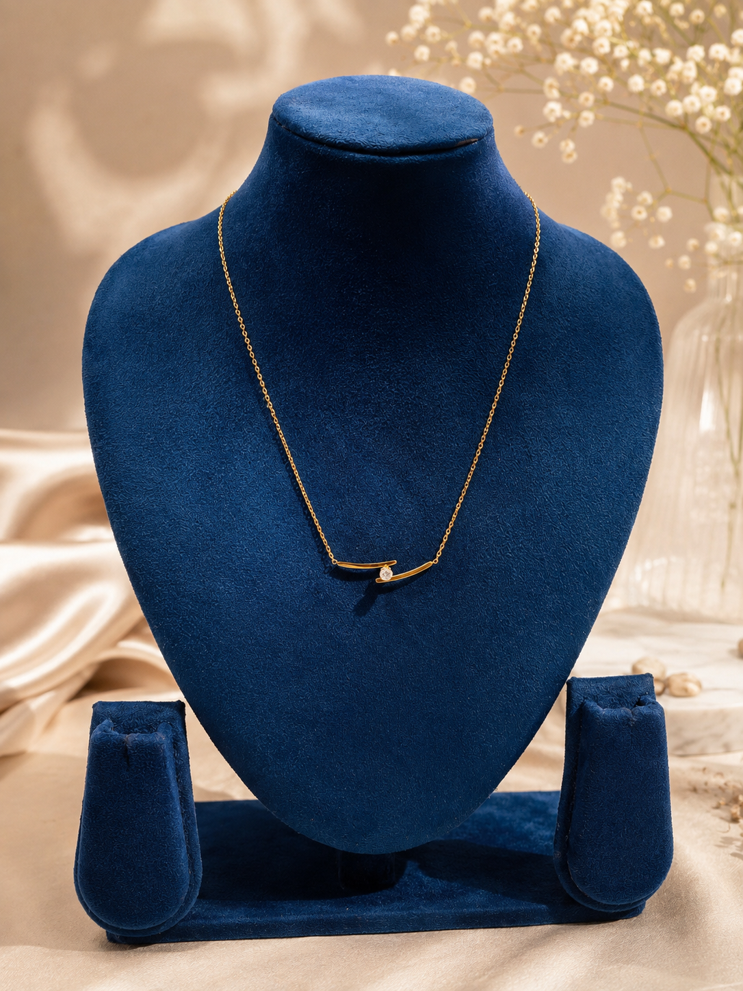 LZ-169 Elegant Gold Bar Pendant Necklace with Sparkling Accent