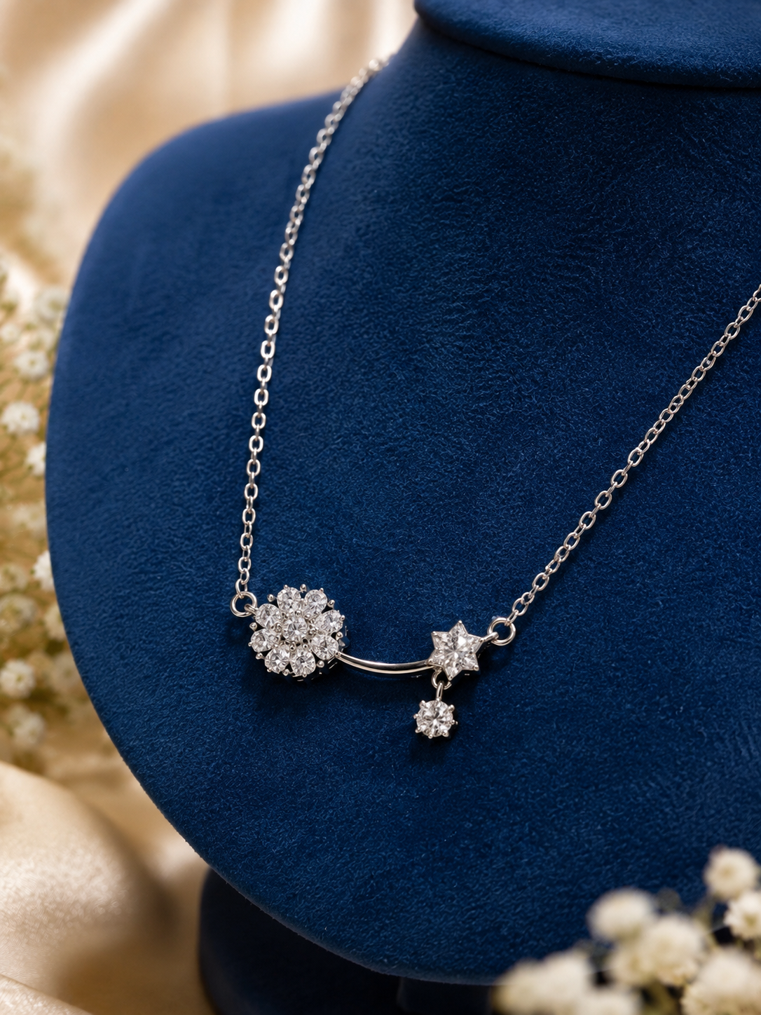 LZ-171 Elegant Floral Diamond Pendant Necklace for Women | Minimalist Daily Wear Jewelry