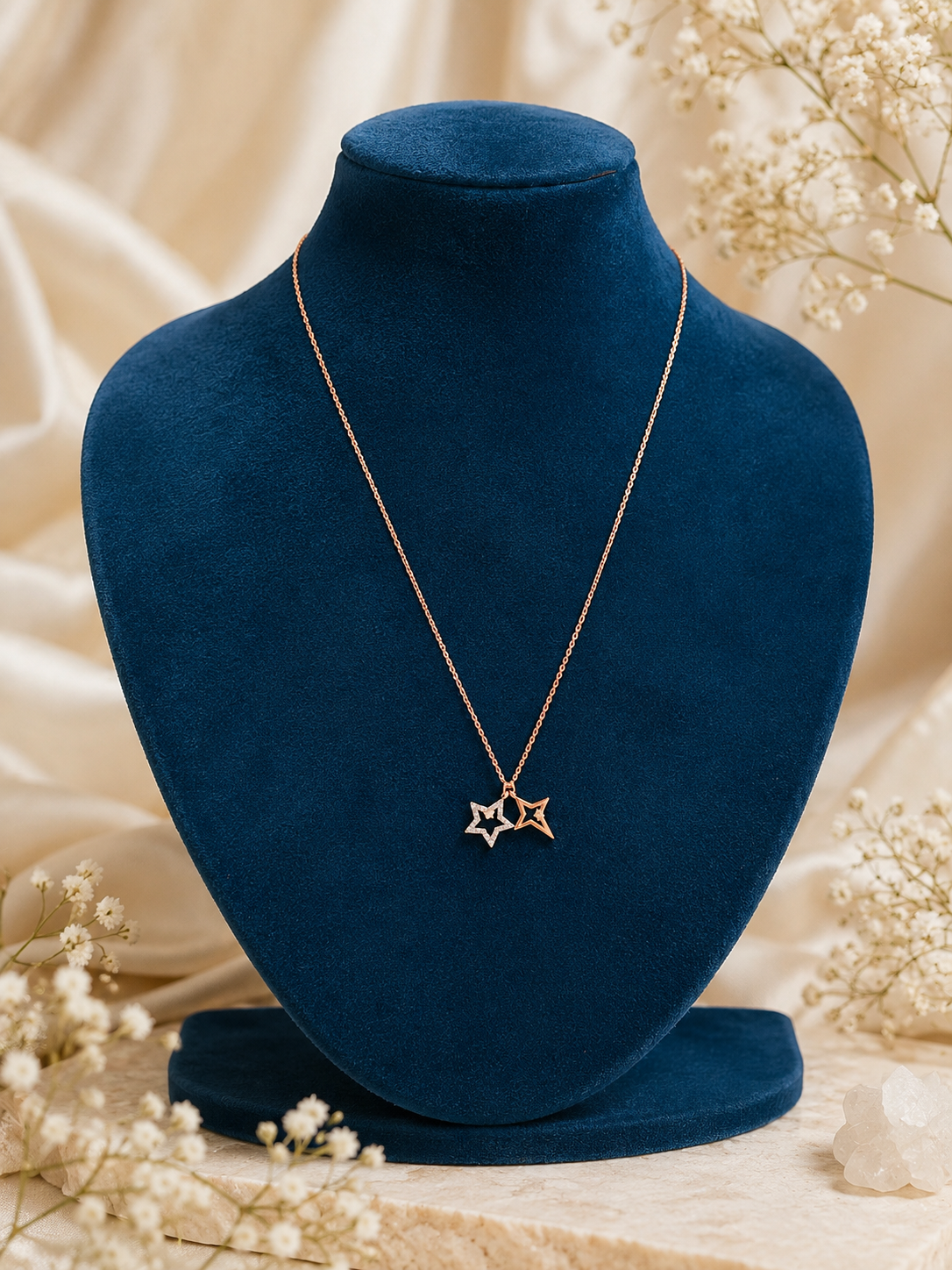 LZ-175 Celestia Twin Star Charm Necklace