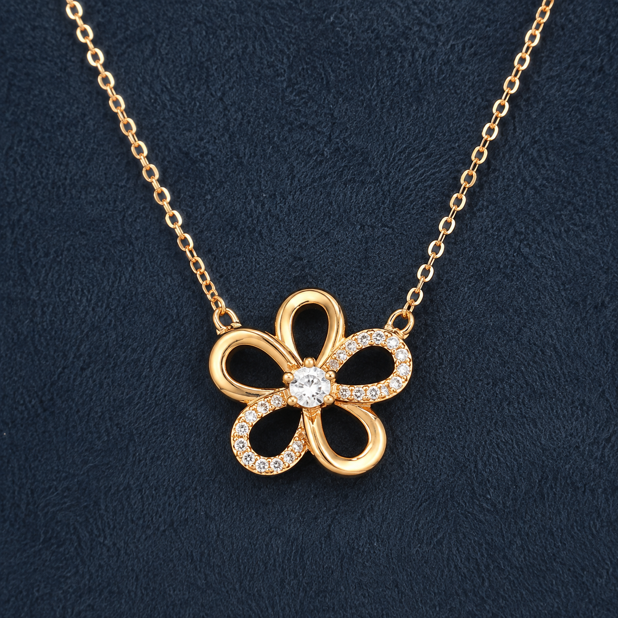 LZ-178 Elara Crystal Bloom Pendant Necklace