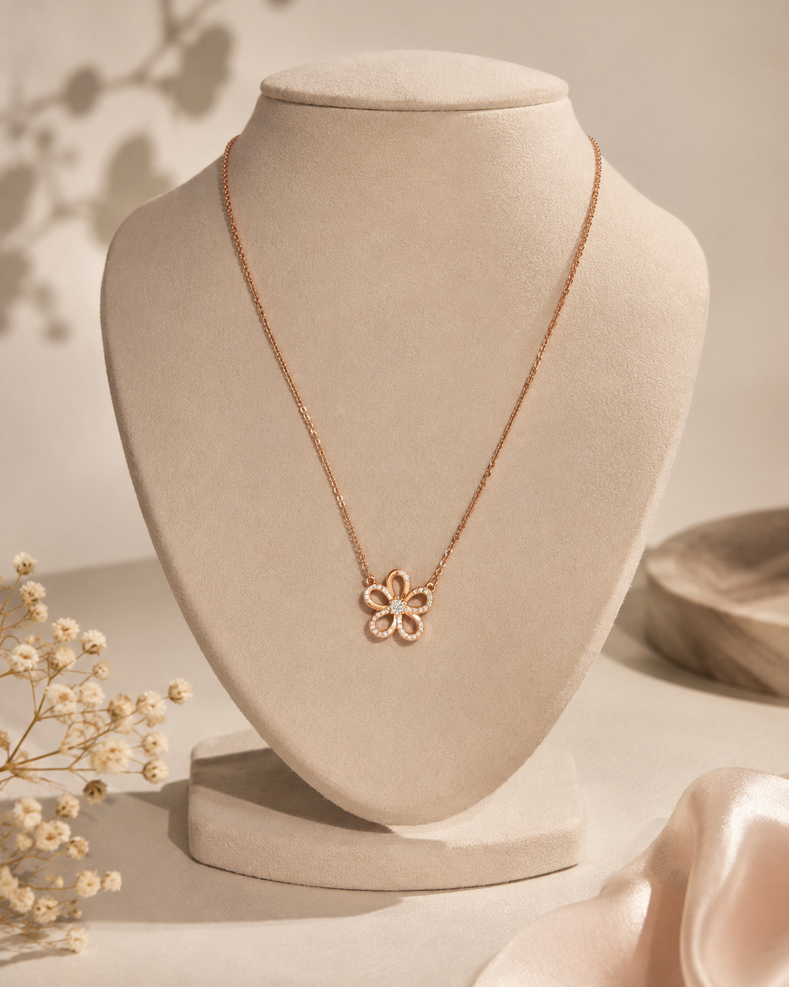 LZ-178 Elara Crystal Bloom Pendant Necklace