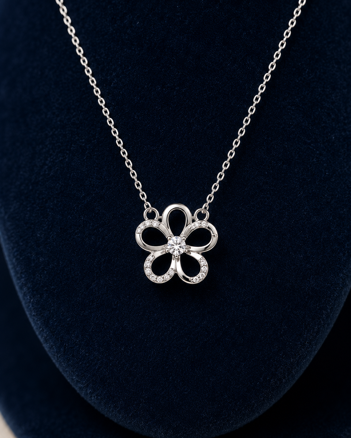 LZ-179 Selene Silver Bloom Pendant Necklace
