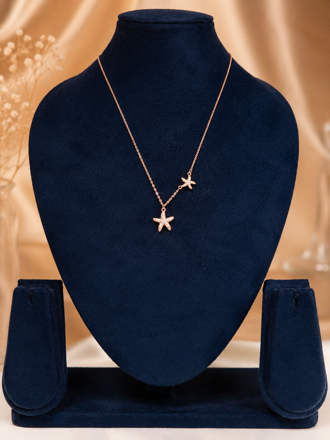 LZ-181 Rosé Marina Twin Starfish Necklace