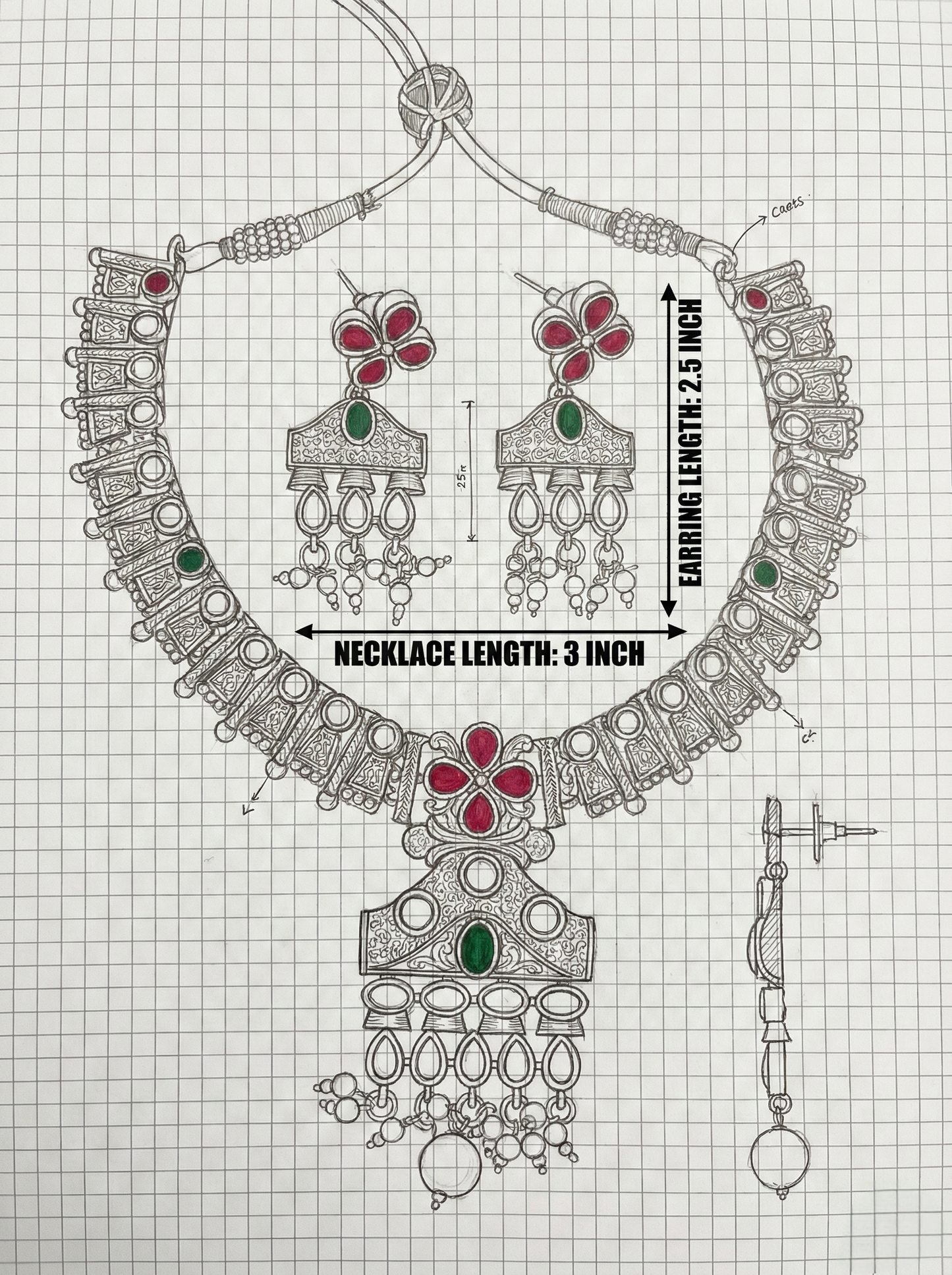 LZ-13 Traditional Kundan Necklace Set with Earrings