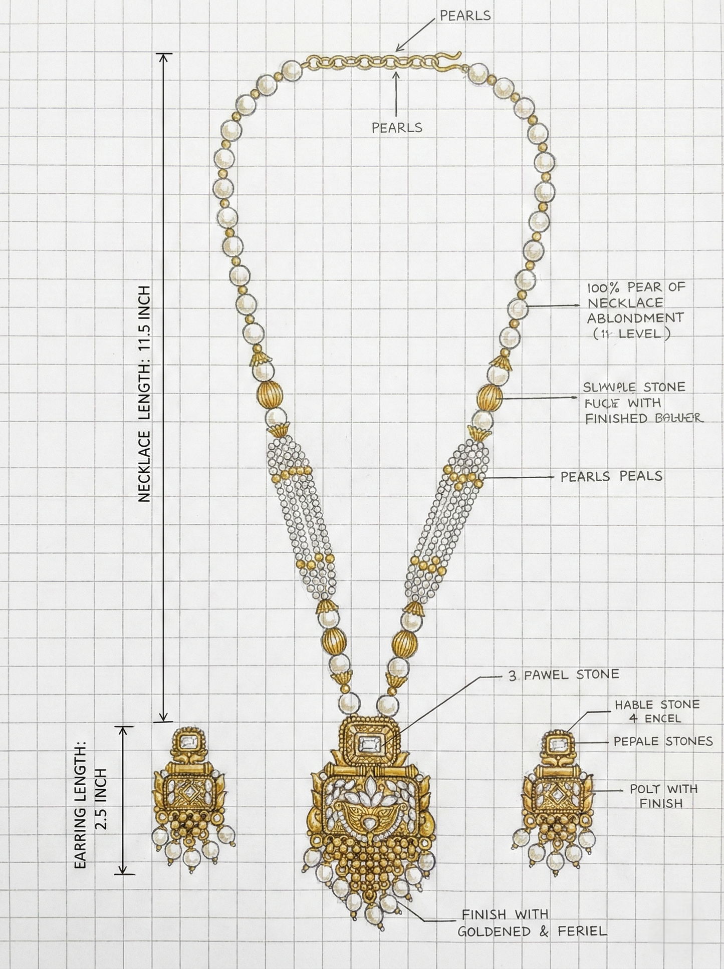 LZ-10 Antique Copper Necklace Set with Pearls