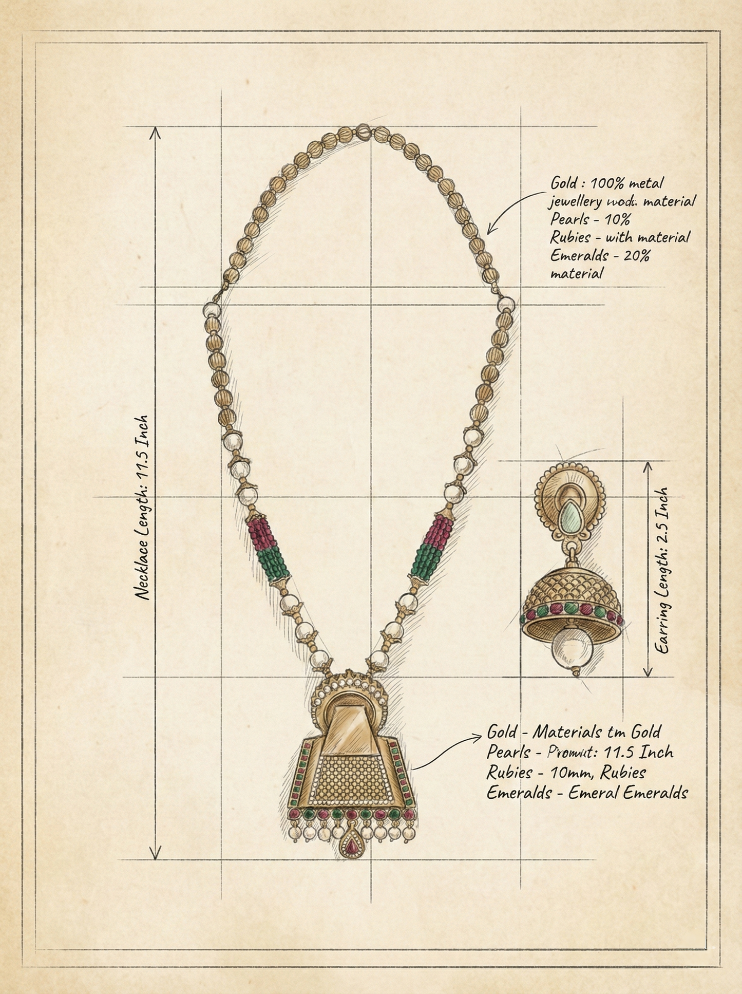 LZ-09 Copper Rani Haar Necklace Set with Jhumka Earrings