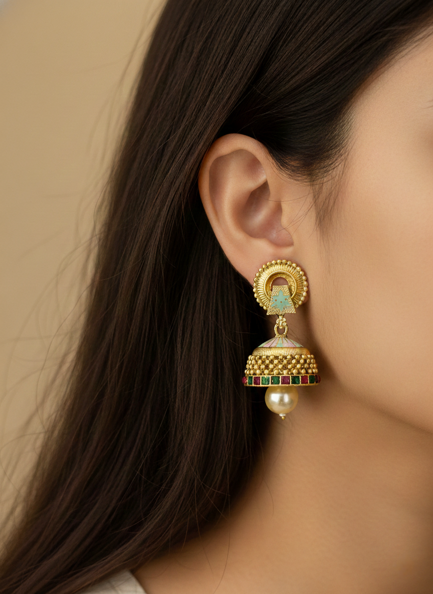 LZ-09 Copper Rani Haar Necklace Set with Jhumka Earrings